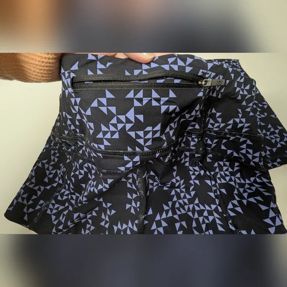 Sweaty Betty L (US 12) Zero Gravity 7/8 Length Black with Light Blue Geometric - Picture 9 of 14